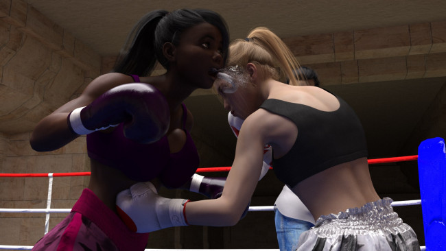 Обои картинки фото 3д графика, спорт , sport, взгляд, бокс, ринг, фон, девушки