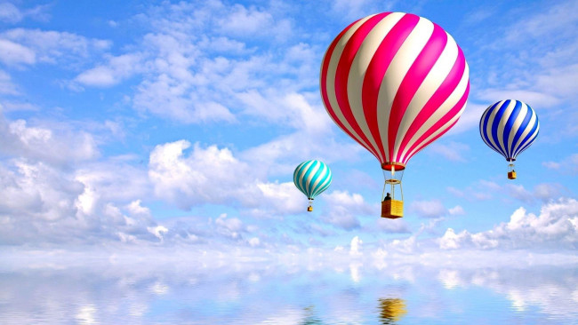 Обои картинки фото авиация, воздушные шары дирижабли, шары, воздушные, небо, простор, полет