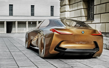 Картинка автомобили bmw vision next 100 вид сзади экстерьер роскошные концепты золото