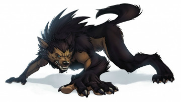 Картинка фэнтези оборотни вервольф волк оборотень поза агрессия существо зверь оскал шерсть