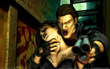 Картинка vampire the masquerade №214368 видео игры пистолет девушка вампир кровь тату оружие