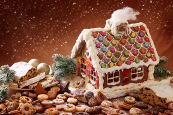 Картинка праздничные угощения печенье пряничный домик