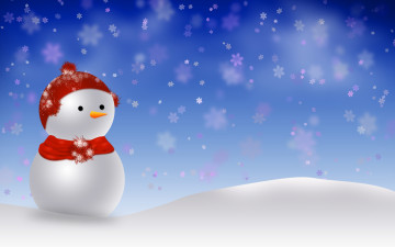 обоя снеговичок, праздничные, векторная, графика, новый, год, снеговик, зима, снег