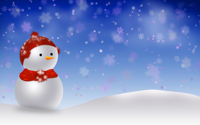 Обои картинки фото снеговичок, праздничные, векторная, графика, новый, год, снеговик, зима, снег