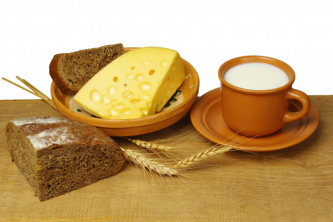Обои картинки фото еда, натюрморт, хлеб, сыр, молоко