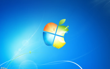Картинка компьютеры -unknown+ разное логотипы голубой фон сектора окно яблоко