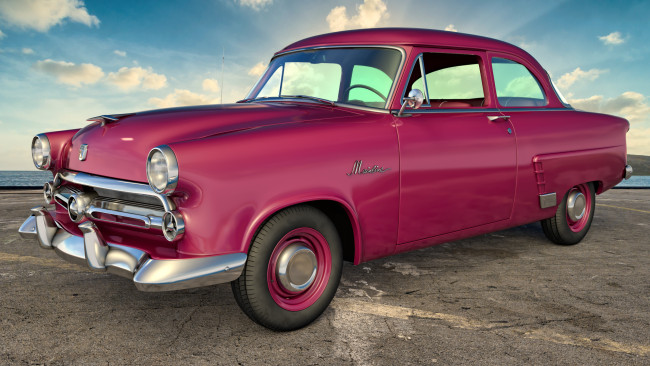 Обои картинки фото автомобили, 3д, фон, автомобиль, ford, 1952г