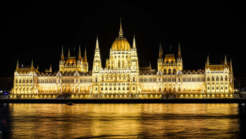 обоя budapest, города, будапешт , венгрия, дворец, река, ночь