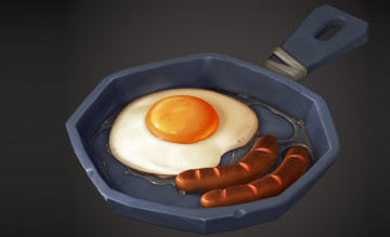 Картинка векторная+графика еда+ food яичница сковородка
