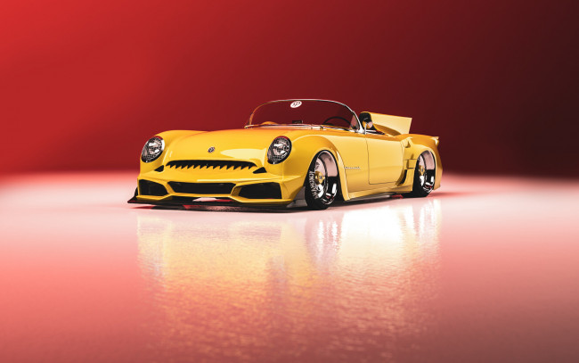 Обои картинки фото chevrolet corvette c1-c7, автомобили, виртуальный тюнинг, chevrolet, corvette, c1, c7, американская, классика, и, мощь