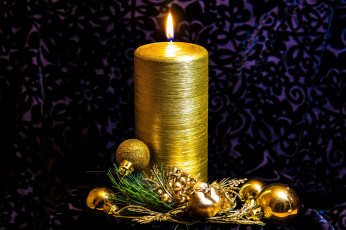 Картинка праздничные новогодние свечи декор пламя золотой