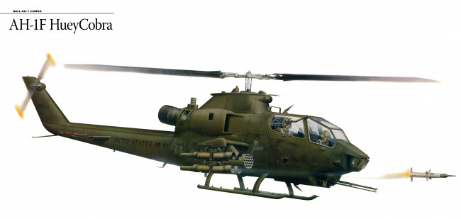 Обои картинки фото авиация, 3д, рисованые, v-graphic, вертолет, боевой, многоцелевой, cobra, huey, ah, 1f