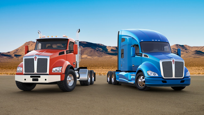 Обои картинки фото kenworth - t680 and t880, автомобили, kenworth, тяжелый, грузовик, седельный, тягач