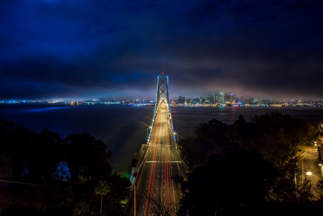 Обои картинки фото города, - мосты, огни, мост, ночь