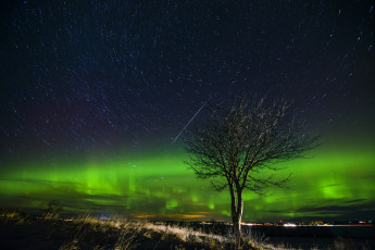 Картинка природа северное+сияние сполохи звезды ночь