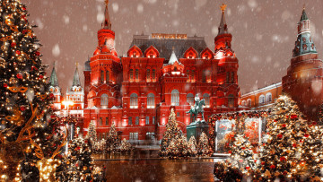 Картинка города москва+ россия новогодняя москва