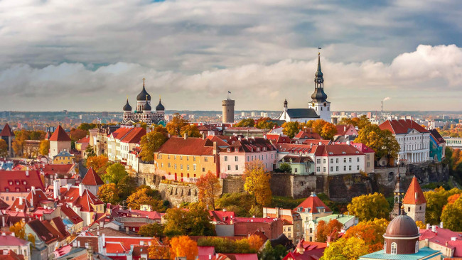 Обои картинки фото города, таллин , эстония, город, городской, вид, панорама, таллин, красочный, дальний, башня, яркий, идиллический
