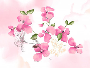 Картинка рисованное цветы розовые