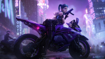 обоя cyberpunk 2077, видео игры, cyberpunk, girl, motorcyclе, спортивный, байк, девушка, оружие