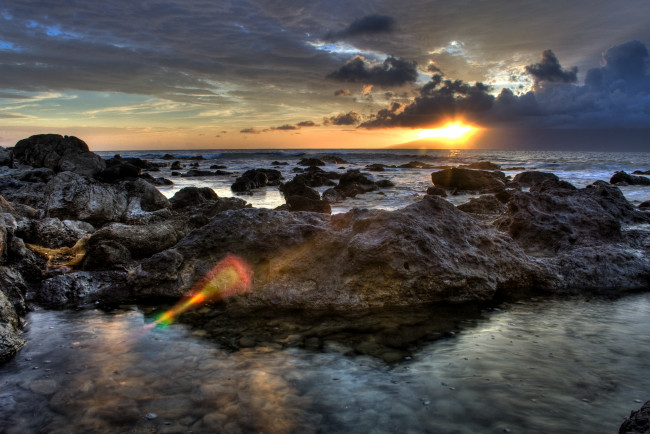 Обои картинки фото природа, восходы, закаты, вечер, вода, солнце, море, океан