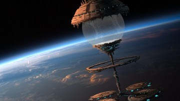 Картинка фэнтези космические+корабли +звездолеты +станции станция космическая орбита космос