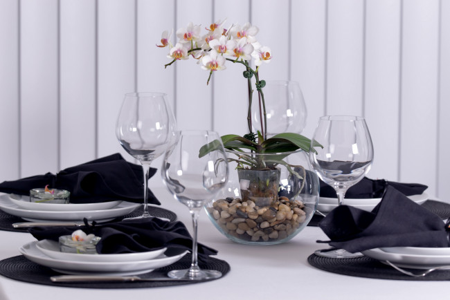 Обои картинки фото интерьер, декор,  отделка,  сервировка, посуда, орхидея