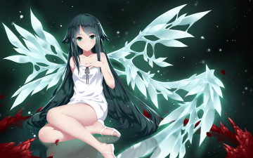 Картинка аниме ангелы +демоны cangkong девушка saya no uta песнь саи крылья арт улыбка