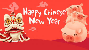обоя праздничные, векторная графика , новый год, 2019г, новый, год, китайский