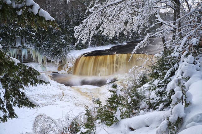 Обои картинки фото природа, водопады, сосульки, водопад, зима