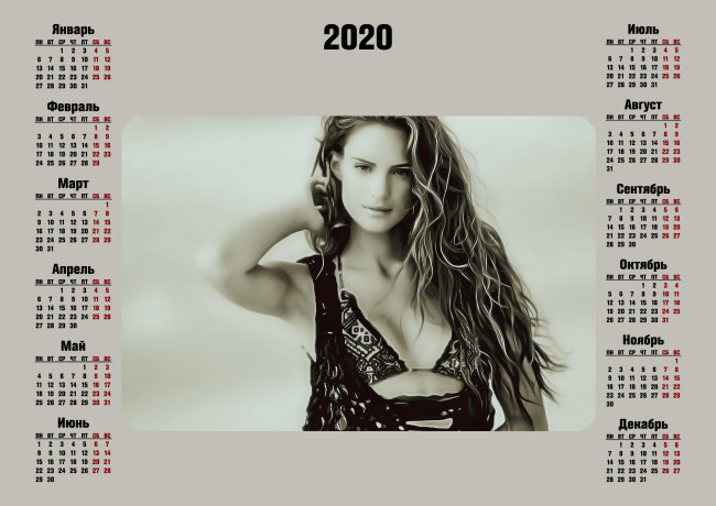 Обои картинки фото календари, компьютерный дизайн, 2020, calendar, поза, девушка, женщина