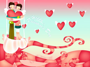 Картинка праздничные день+святого+валентина +сердечки +любовь пара сердечки