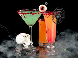 Картинка праздничные хэллоуин череп бокалы напитки паук паутина