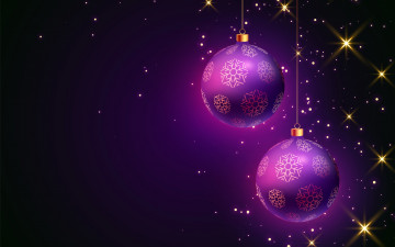 Картинка праздничные 3д+графика+ новый+год лиловые шарики