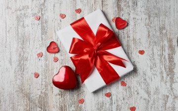 Картинка праздничные день+святого+валентина +сердечки +любовь подарок лента бант свечи сердечки