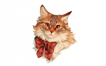 Картинка рисованное животные +коты кот бант