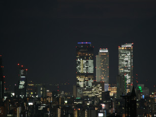 Картинка города огни ночного nagoya japan