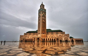 обоя мечеть, хасана, марокко, города, мечети, медресе, мрамор, минарет, ислам
