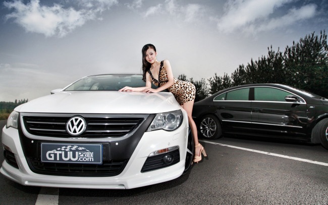 Обои картинки фото автомобили, авто, девушками, девушка, азиатка, volkswagen