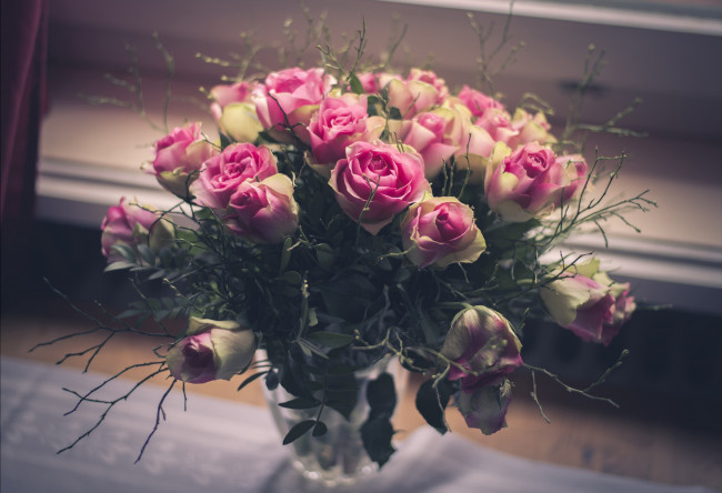 Обои картинки фото цветы, розы, винтаж, букет, настроение