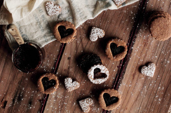 Картинка еда пирожные +кексы +печенье сердца выпечка сердечки сладкое джем печенье