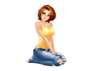 Картинка рисованное люди фон девушка джинсы взгляд