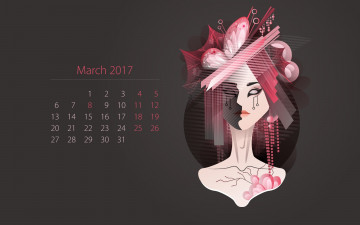 Картинка календари рисованные +векторная+графика девушка взгляд фон