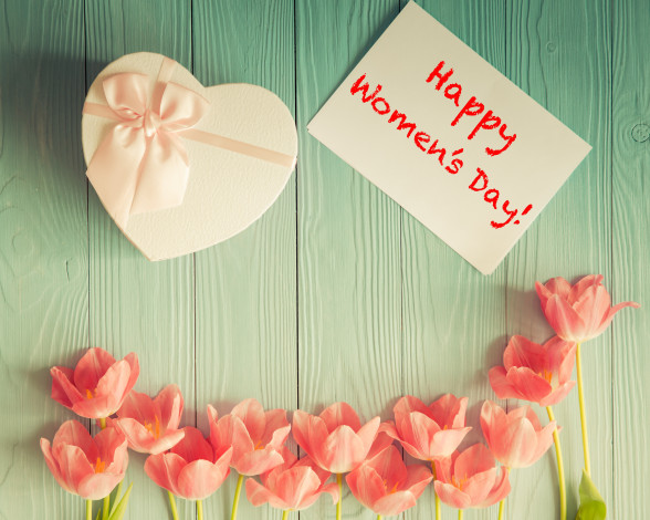 Обои картинки фото праздничные, международный женский день - 8 марта, тюльпаны, подарок, праздник, 8, марта, happy, women's, day, надпись
