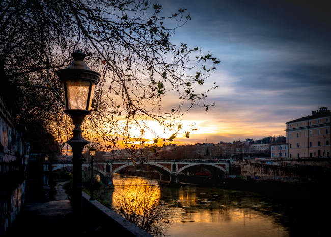Обои картинки фото roma riverscape, города, рим,  ватикан , италия, мост, река