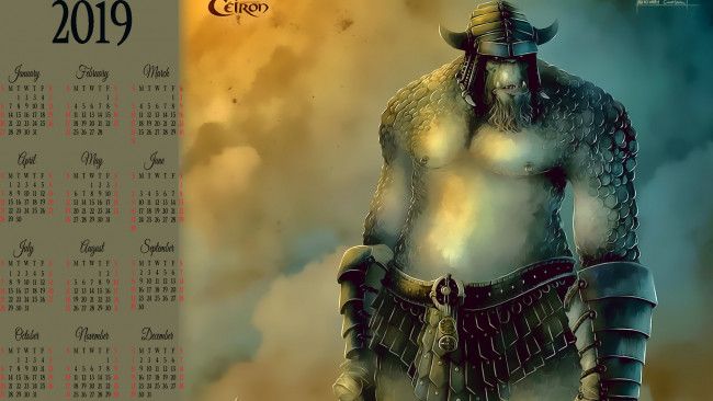 Обои картинки фото календари, фэнтези, существо, шлем, монстр