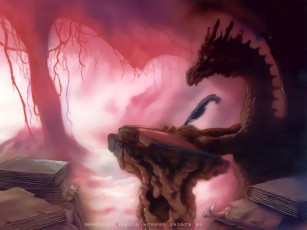 Картинка календари фэнтези дракон книга перо пещера calendar 2020