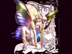 Картинка календари фэнтези крылья фея девушка черный фон calendar 2020