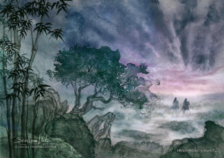 Картинка рисованное кино +мультфильмы всадники деревья скалы