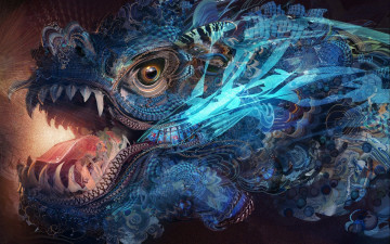 Картинка фэнтези существа зубы глаза рыба чудовище пасть