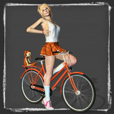Картинка 3д+графика people+ люди велосипед взгляд девушка